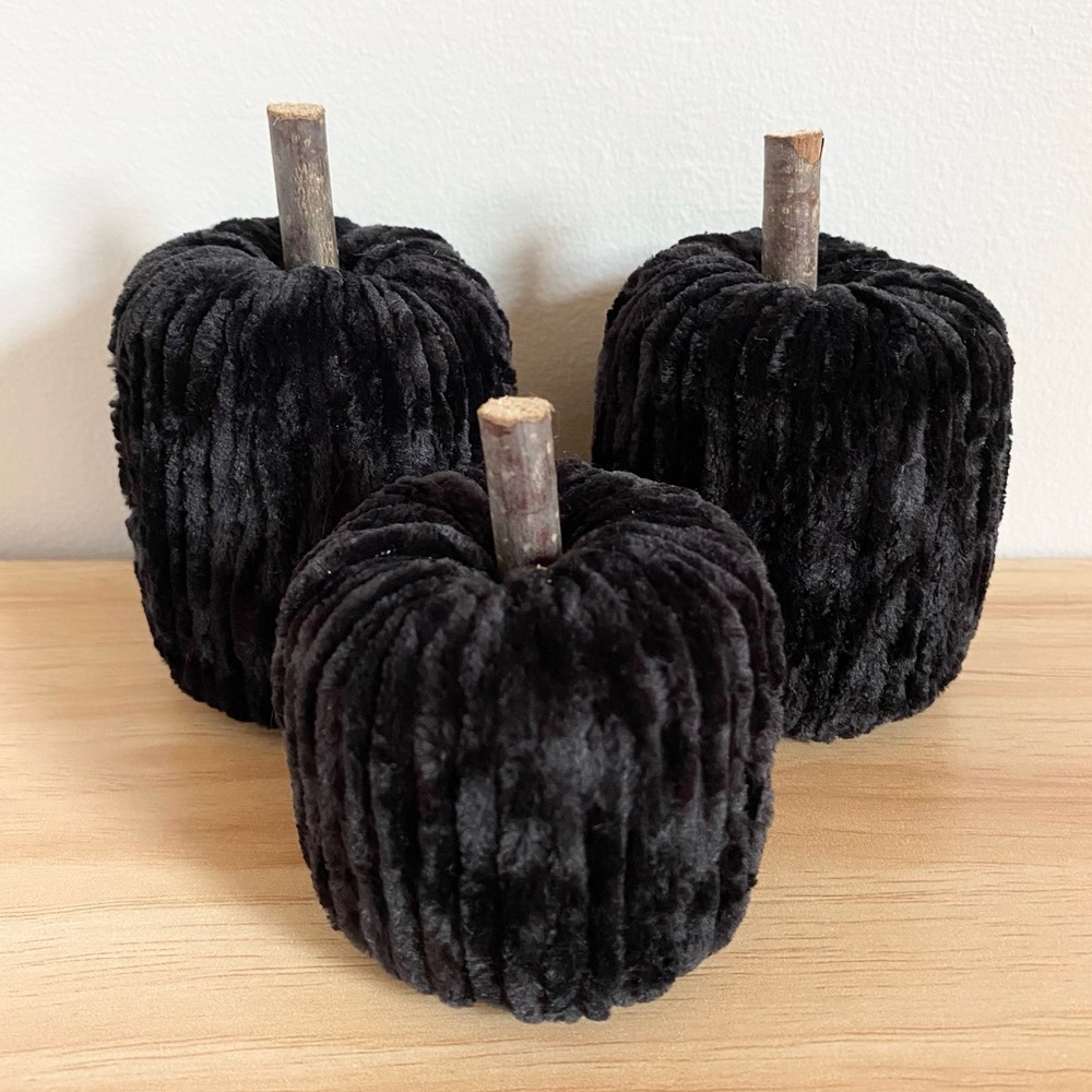 Black Pumpkin Handmade Fall Decor Set of 3